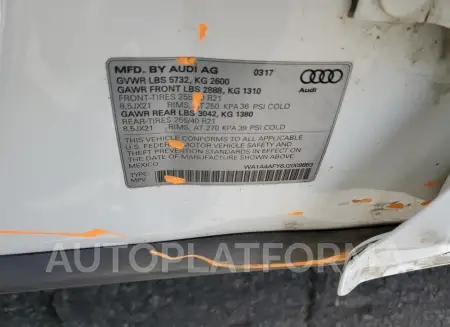 AUDI SQ5 PREMIU 2018 vin WA1A4AFY6J2009863 from auto auction Copart