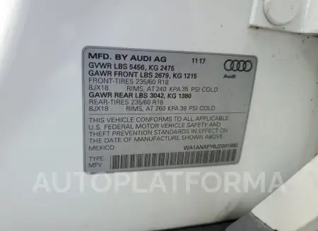 AUDI Q5 PREMIUM 2018 vin WA1ANAFY6J2091980 from auto auction Copart