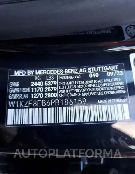 MERCEDES-BENZ E 350 4MAT 2023 vin W1KZF8EB6PB186159 from auto auction Copart