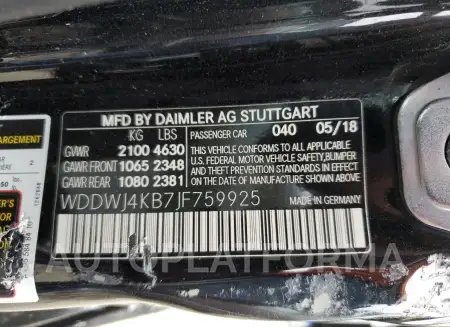 MERCEDES-BENZ C 300 4MAT 2018 vin WDDWJ4KB7JF759925 from auto auction Copart