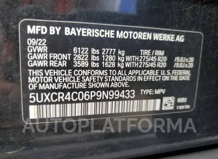 BMW X5 SDRIVE 2023 vin 5UXCR4C06P9N99433 from auto auction Copart