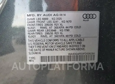 AUDI Q7 PRESTIG 2015 vin WA1DGAFE0FD006284 from auto auction Copart