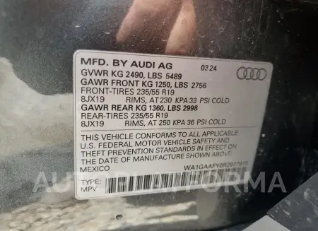 AUDI Q5 PREMIUM 2024 vin WA1GAAFY0R2077915 from auto auction Copart