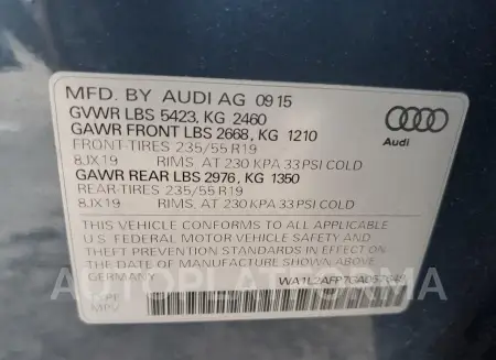 AUDI Q5 PREMIUM 2016 vin WA1L2AFP7GA057649 from auto auction Copart