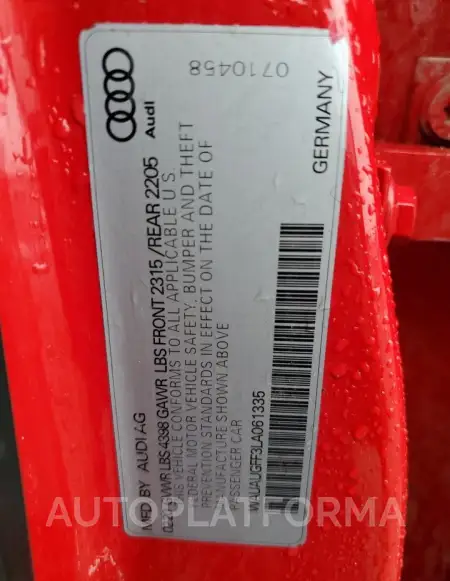 AUDI A3 PREMIUM 2020 vin WAUAUGFF3LA061335 from auto auction Copart