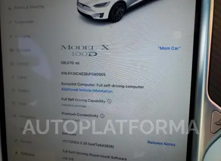 TESLA MODEL X 2018 vin 5YJXCAE28JF090605 from auto auction Copart