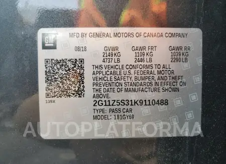 CHEVROLET IMPALA LT 2019 vin 2G11Z5S31K9110488 from auto auction Copart