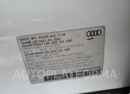 AUDI Q5 PRESTIG 2015 vin WA1WGAFP1FA077165 from auto auction Copart