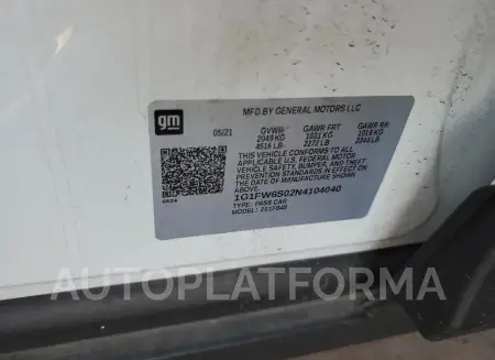 CHEVROLET BOLT EV 1L 2022 vin 1G1FW6S02N4104040 from auto auction Copart