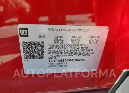 CHEVROLET BOLT EV 2L 2023 vin 1G1FX6S00P4166794 from auto auction Copart