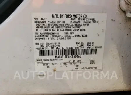 FORD ECOSPORT S 2018 vin MAJ3P1TEXJC160463 from auto auction Copart