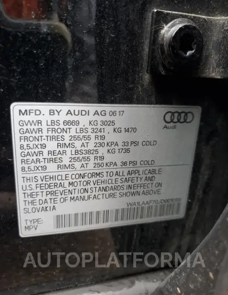 AUDI Q7 PREMIUM 2018 vin WA1LAAF70JD001089 from auto auction Copart