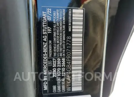 MERCEDES-BENZ C 300 2023 vin W1KAF4GB4PR071778 from auto auction Copart