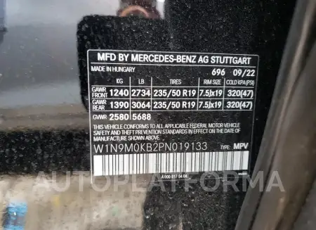 MERCEDES-BENZ EQB 300 4M 2023 vin W1N9M0KB2PN019133 from auto auction Copart