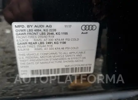 AUDI Q3 PREMIUM 2018 vin WA1JCCFSXJR018759 from auto auction Copart