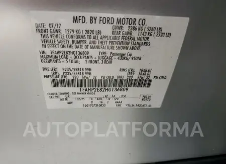 FORD TAURUS SEL 2017 vin 1FAHP2E82HG136809 from auto auction Copart