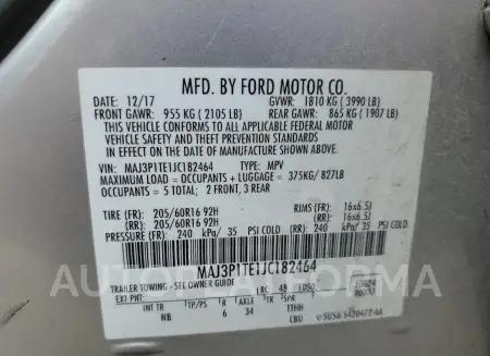 FORD ECOSPORT S 2018 vin MAJ3P1TE1JC182464 from auto auction Copart