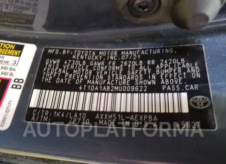 TOYOTA AVALON LIM 2021 vin 4T1DA1AB2MU009622 from auto auction Copart