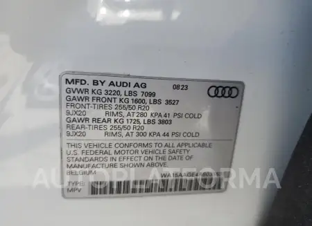 AUDI Q8 E-TRON 2024 vin WA15AAGE4RB031631 from auto auction Copart