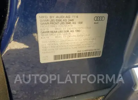 AUDI Q5 PREMIUM 2015 vin WA1LFAFP0FA078748 from auto auction Copart