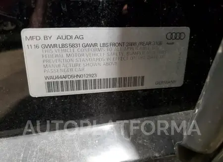 AUDI A8 L QUATT 2017 vin WAU44AFD5HN012923 from auto auction Copart