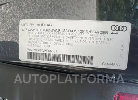 AUDI A5 PREMIUM 2018 vin WAUYNGF54JN006501 from auto auction Copart