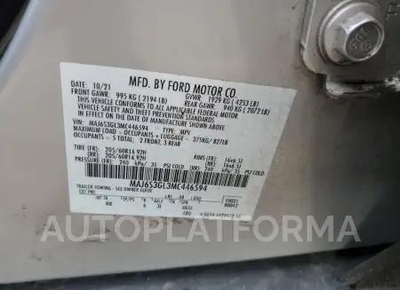 FORD ECOSPORT S 2021 vin MAJ6S3GL3MC446594 from auto auction Copart