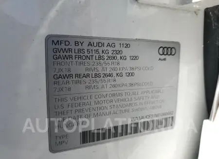 AUDI Q3 PREMIUM 2021 vin WA1AUCF31M1060682 from auto auction Copart