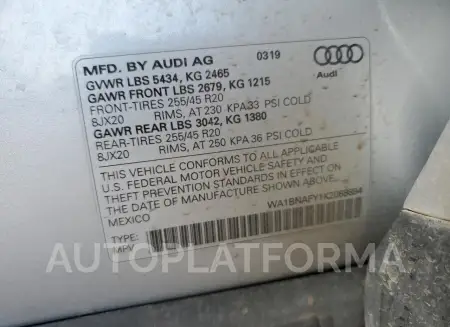 AUDI Q5 PREMIUM 2019 vin WA1BNAFY1K2088894 from auto auction Copart