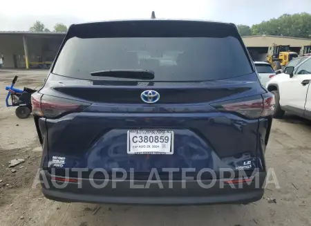 TOYOTA SIENNA LE 2024 vin 5TDKSKFC4RS121141 from auto auction Copart