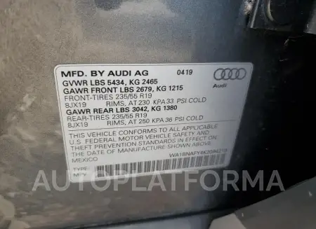 AUDI Q5 PREMIUM 2019 vin WA1BNAFY4K2094219 from auto auction Copart