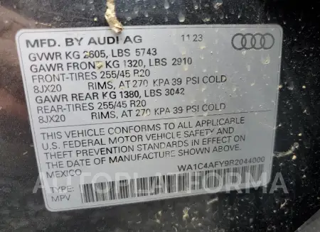 AUDI SQ5 PRESTI 2024 vin WA1C4AFY9R2044000 from auto auction Copart