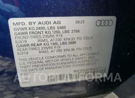 AUDI Q5 PREMIUM 2024 vin WA1EAAFY8R2017114 from auto auction Copart