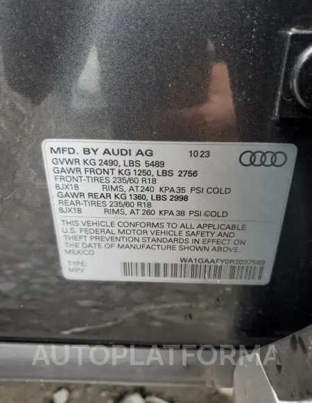 AUDI Q5 PREMIUM 2024 vin WA1GAAFY0R2037589 from auto auction Copart