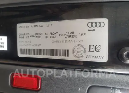 AUDI S5 PRESTIG 2018 vin WAUC4CF57JA068567 from auto auction Copart