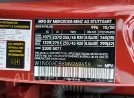 MERCEDES-BENZ GLC 300 2021 vin W1N0G8DB8MV269659 from auto auction Copart