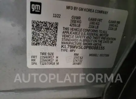 CHEVROLET TRAILBLAZE 2023 vin KL79MVSL0PB088155 from auto auction Copart