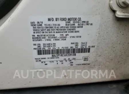 FORD ECOSPORT S 2018 vin MAJ3P1RE5JC239188 from auto auction Copart