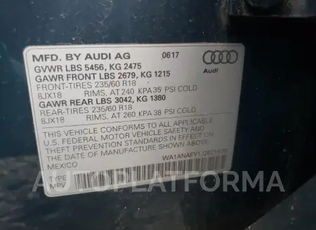 AUDI Q5 PREMIUM 2018 vin WA1ANAFY1J2021576 from auto auction Copart