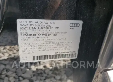 AUDI Q5 PREMIUM 2016 vin WA1L2AFP4GA079043 from auto auction Copart