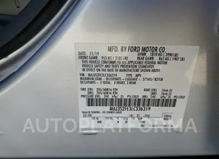 FORD ECOSPORT S 2020 vin MAJ3S2FE3LC336319 from auto auction Copart