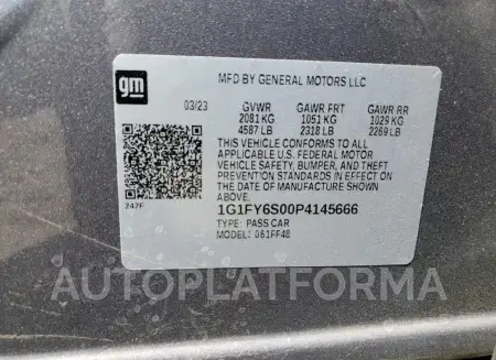 CHEVROLET BOLT EUV L 2023 vin 1G1FY6S00P4145666 from auto auction Copart