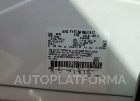 FORD EDGE TITAN 2021 vin 2FMPK3K97MBA47984 from auto auction Copart