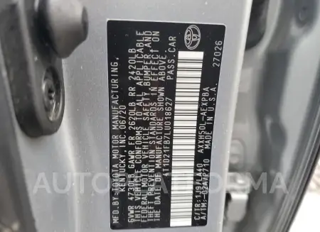 TOYOTA AVALON LIM 2020 vin 4T1D21FB7LU018627 from auto auction Copart