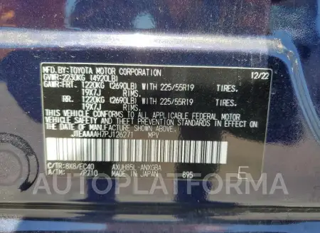 TOYOTA VENZA LE 2023 vin JTEAAAAH7PJ126271 from auto auction Copart