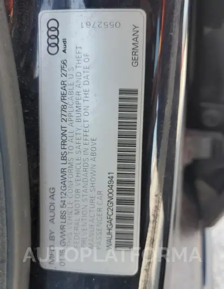 AUDI A6 PRESTIG 2016 vin WAUHGAFC2GN004941 from auto auction Copart