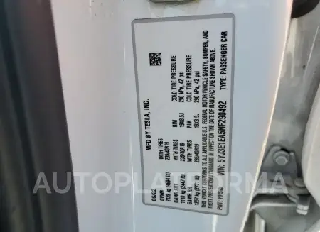 TESLA MODEL 3 2022 vin 5YJ3E1EA5NF290492 from auto auction Copart