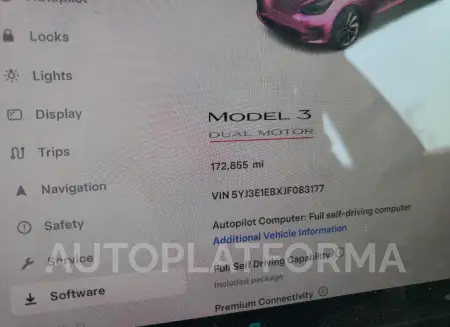 TESLA MODEL 3 2018 vin 5YJ3E1EBXJF083177 from auto auction Copart