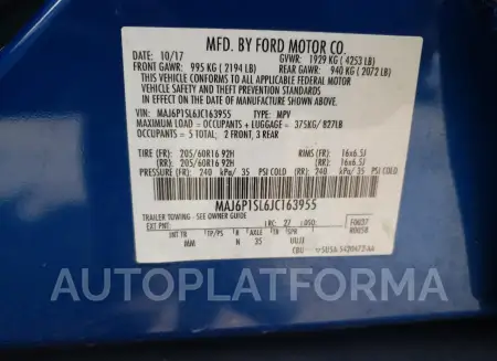 FORD ECOSPORT S 2018 vin MAJ6P1SL6JC163955 from auto auction Copart