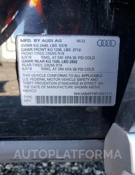 AUDI Q5 PREMIUM 2023 vin WA1ABAFY8P2007417 from auto auction Copart